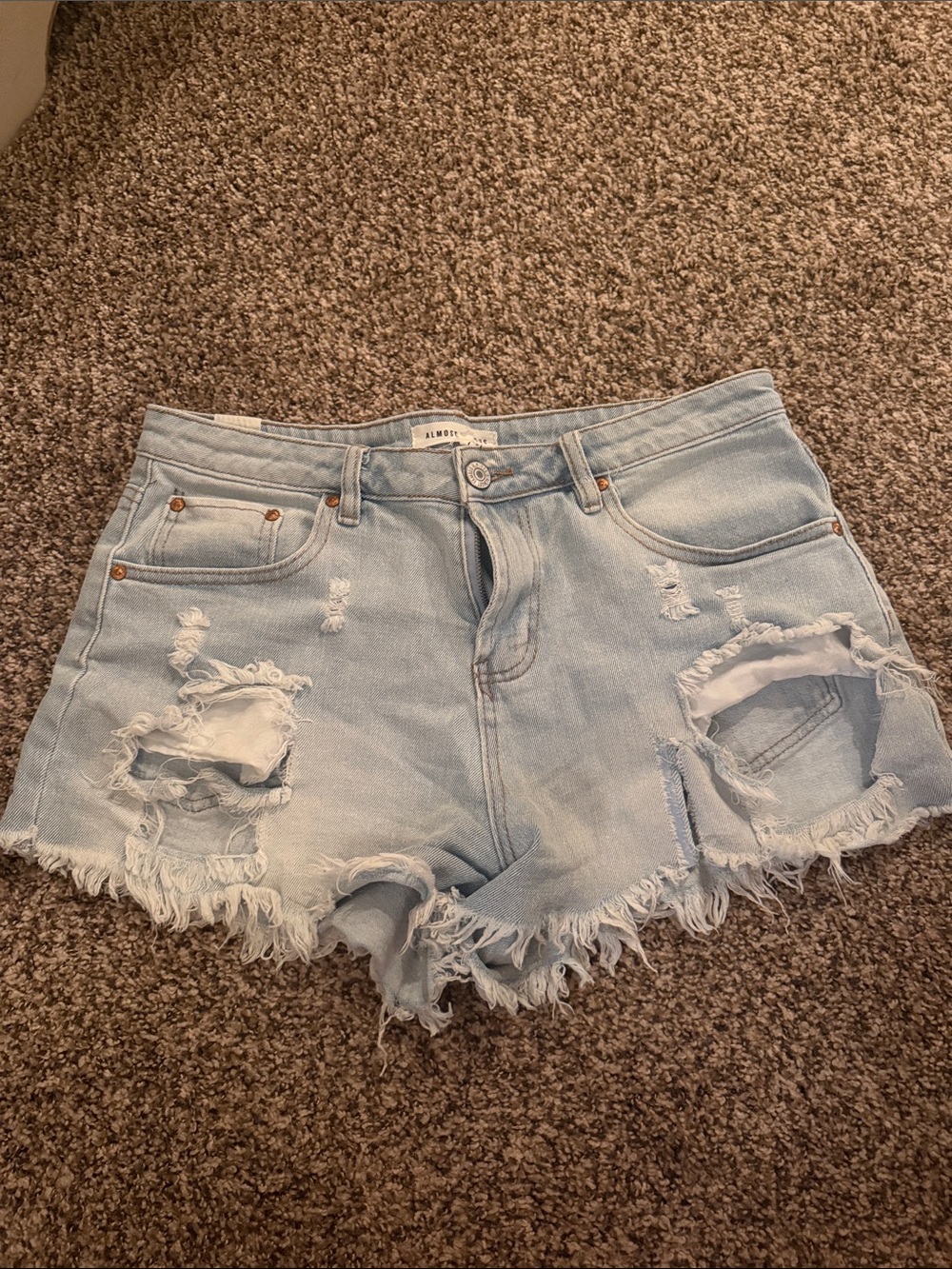 Almost Famous Light Blue Distressed Denim Shorts
